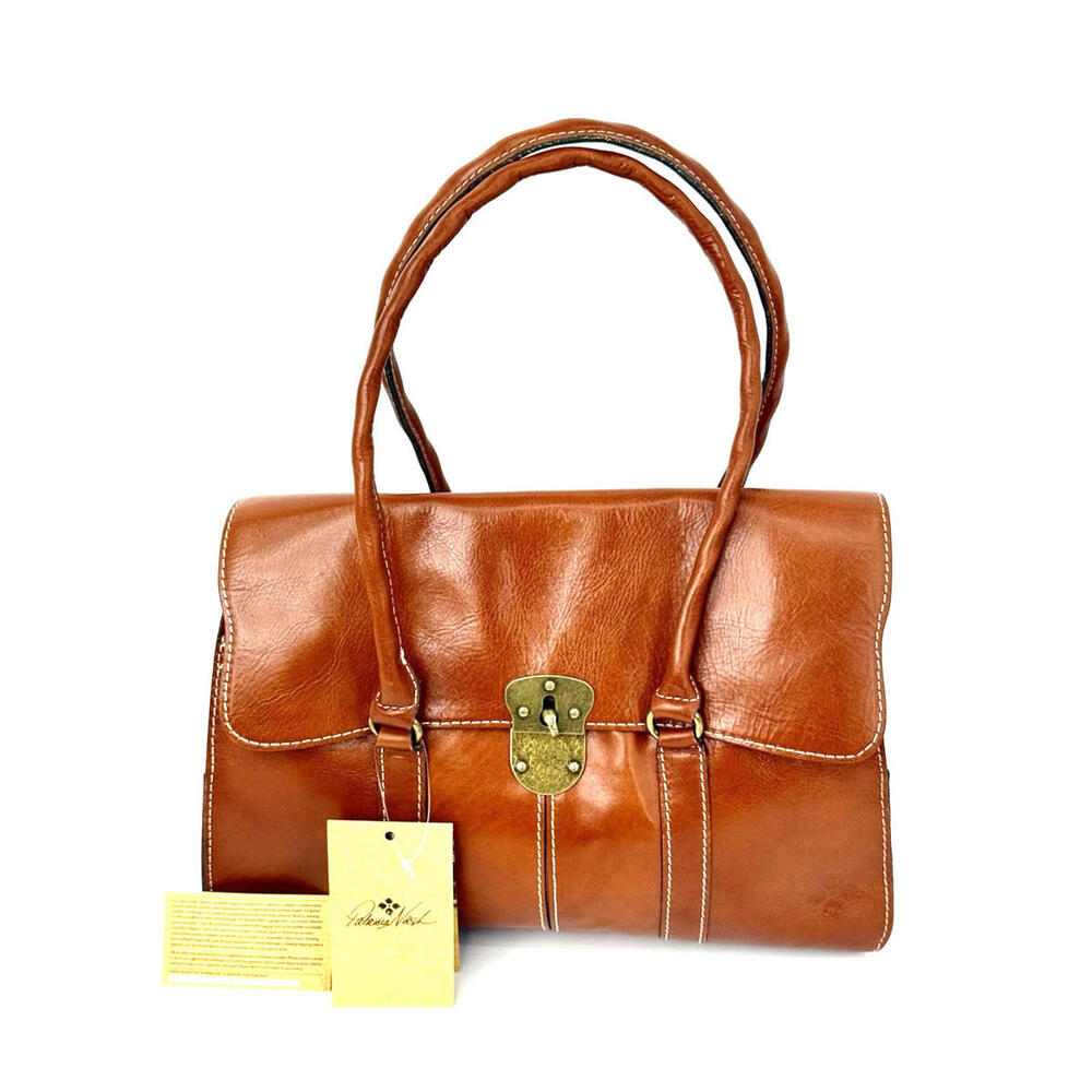 SOLD PATRICIA NASH "Vienna" Tan Brown Leather Satchel Bag $249 #P53101